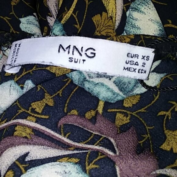 Mango Suit Brown Leaf Floral Blouse - Picture 5 of 5